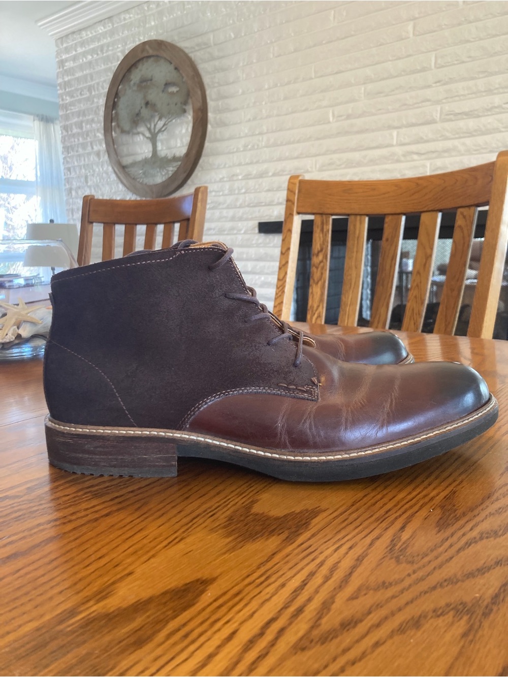 Men's  EECO Two-Tone Brown Leather & Suede Chukka Boots
